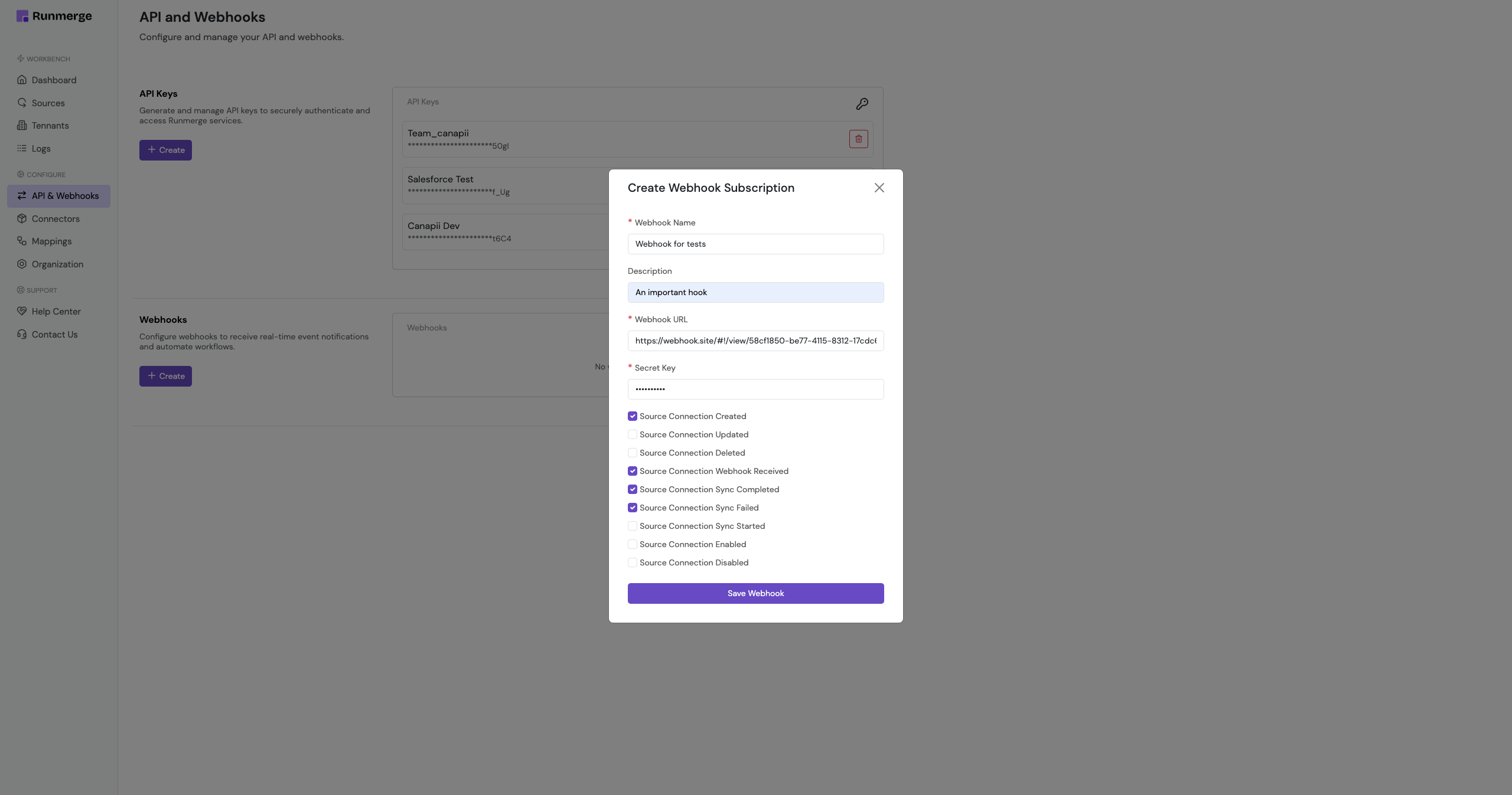 Create Webhook Screenshot